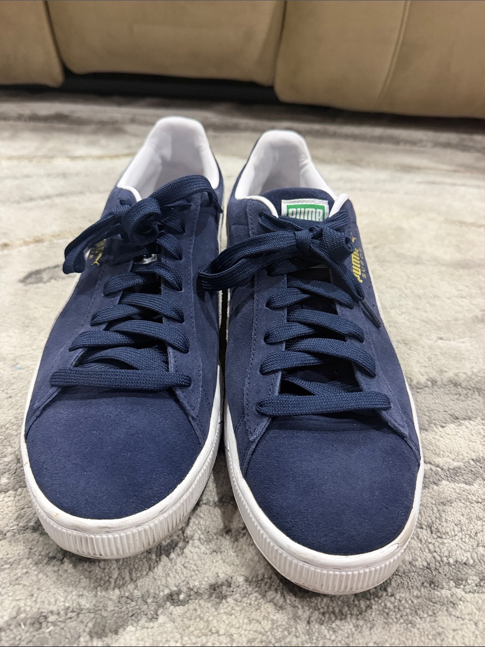 Puma Men's Suede Sneakers - Navy Blue with White Sole